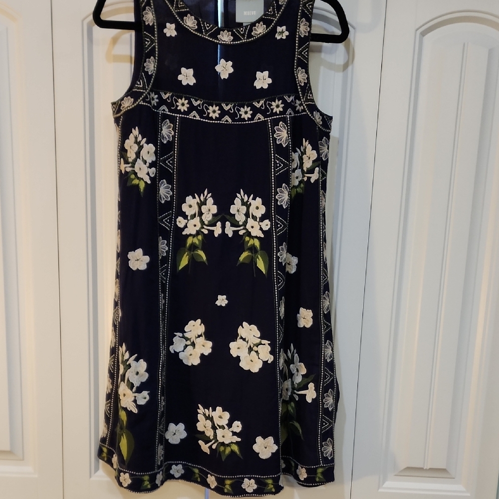 Maeve Navy Floral Sleeveless Shift Dress